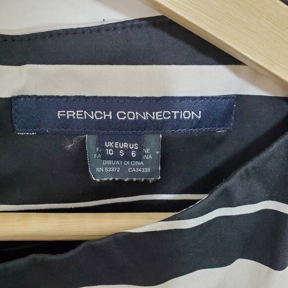 French Connection | Black and White Horizontal Stripe Structured Sheath Dress - Picture 4 of 5